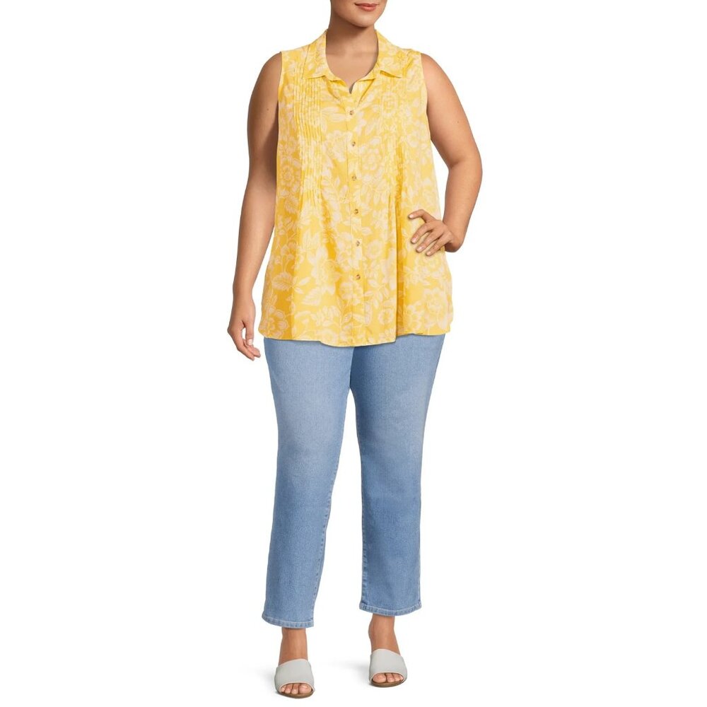 Terra & Sky Women's Plus Size Core Straight Leg Jeans, Size 26W(Petite), Blue - Picture 4 of 4